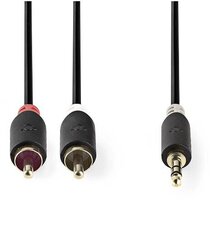 Nedis Aux Audio Cable 3.5 mm -> 2x RCA 3m Black hinta ja tiedot | Puhelinkaapelit | hobbyhall.fi