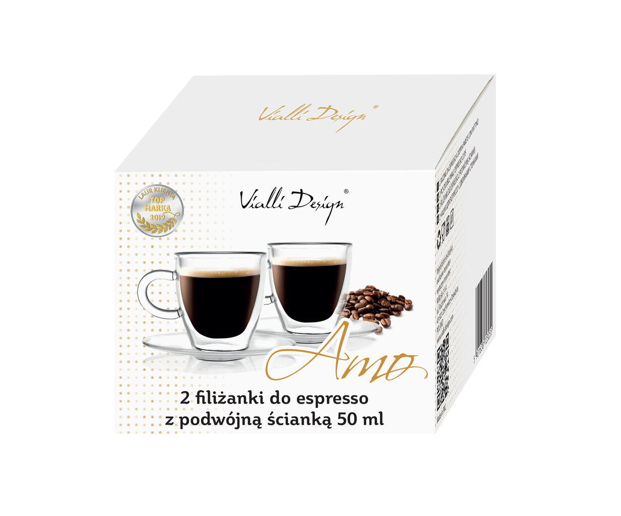 Vialli Design Amo espressokupit kaksinkertaisella lasilla ja aluslautasilla 50 ml, 2 kpl hinta ja tiedot | Lasit, mukit ja kannut | hobbyhall.fi