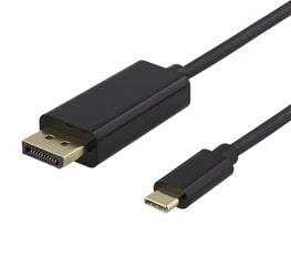 Deltaco USB-C DisplayPort, 4K UHD, 2m, musta / USBC-DP200-K / 00140015 hinta ja tiedot | Deltaco Televisiot ja lisätarvikkeet | hobbyhall.fi