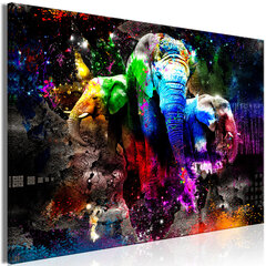 Kuva - Colorful Elephants (1 Part) Wide hinta ja tiedot | Taulut | hobbyhall.fi