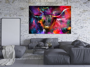 Kuva - Colorful Bull (1 Part) Wide hinta ja tiedot | Taulut | hobbyhall.fi