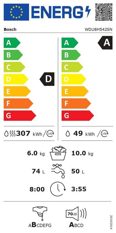 Bosch WDU8H542SN hinta ja tiedot | Pyykinpesukoneet | hobbyhall.fi