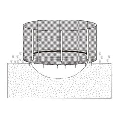 Turvaverkko tolpilla trampoliinille D305cm musta, galvanoitu runko, polyesteriverkko hinta ja tiedot | Trampoliinit | hobbyhall.fi