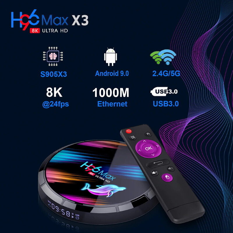 Riff H96 Max X3 4K Media Player Smart TV Box 4GB +64GB Android 9.0 Wi-Fi / BT Amlogic S905 Black hinta ja tiedot | Mediasoittimet ja -tarvikkeet | hobbyhall.fi