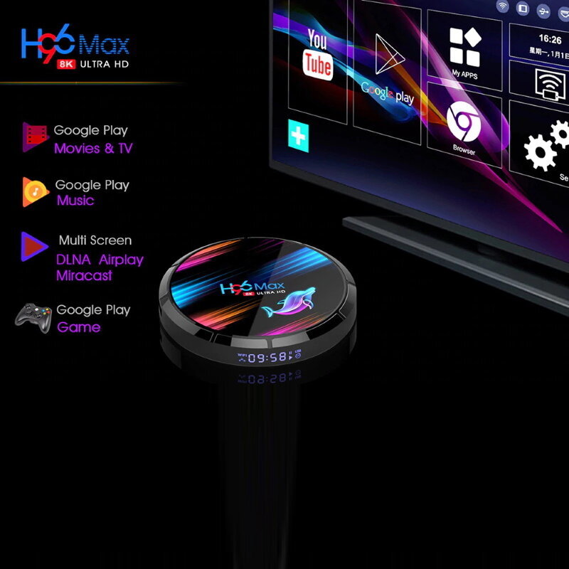 Riff H96 Max X3 4K Media Player Smart TV Box 4GB +64GB Android 9.0 Wi-Fi / BT Amlogic S905 Black hinta ja tiedot | Mediasoittimet ja -tarvikkeet | hobbyhall.fi
