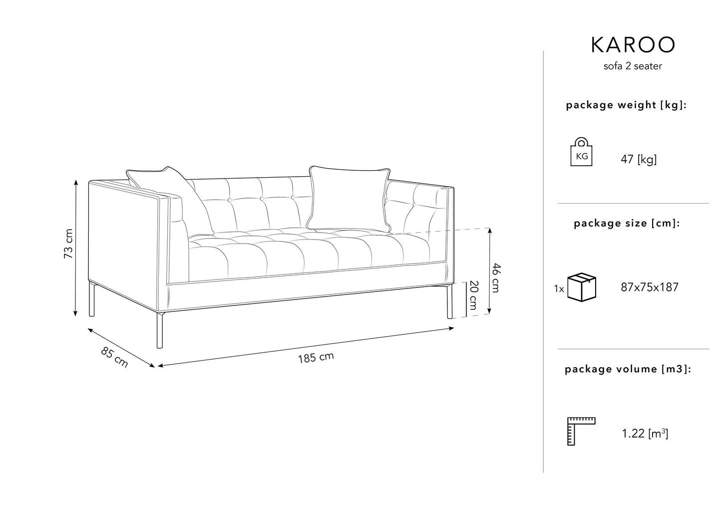 Kaksipaikkainen velour sohva Micadoni Home Karoo, punainen hinta ja tiedot | Sohvat ja vuodesohvat | hobbyhall.fi