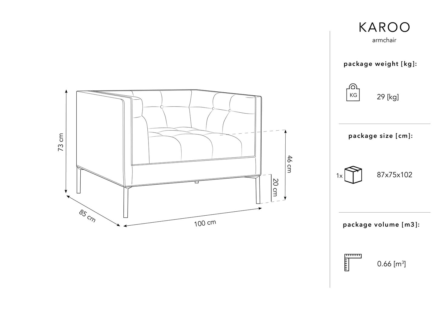 Nojatuoli Micadoni Home Karoo Vaaleanharmaa hinta ja tiedot | Nojatuolit | hobbyhall.fi