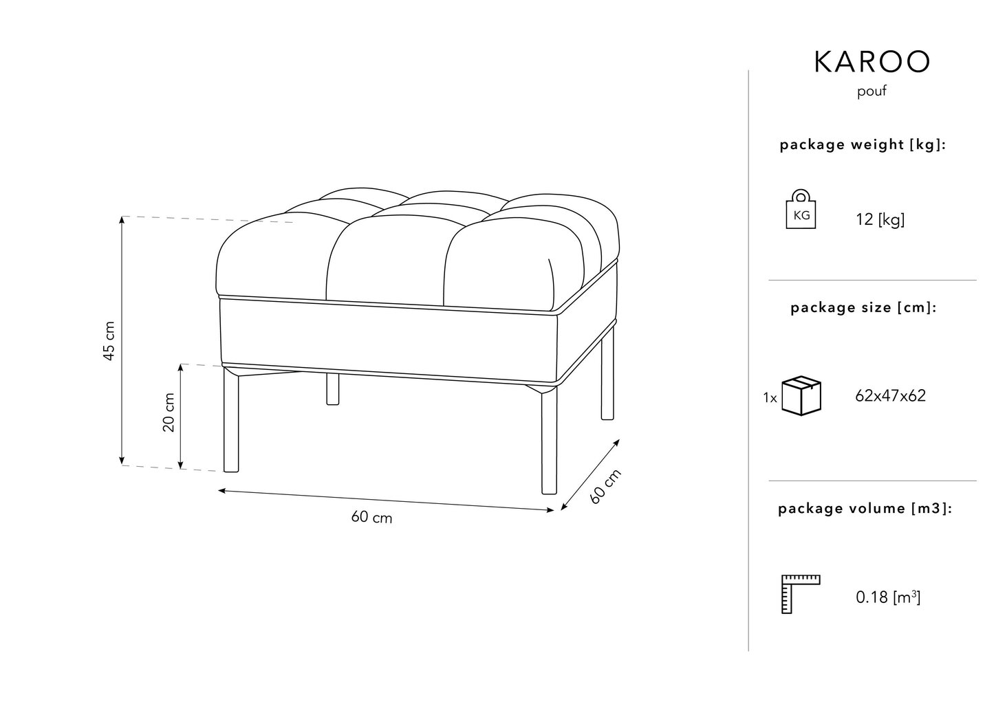 Velour rahi Micadoni Home Karoo, hopean värinen hinta ja tiedot | Säkkituolit, rahit ja penkit | hobbyhall.fi