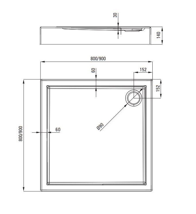 Deante neliön suihkuallas Jasmin Plus, 80x80, 90x90 cm hinta ja tiedot | Suihkualtaat | hobbyhall.fi