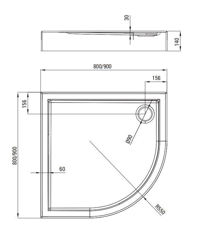 Deante puoliympyrän muotoinen suihkuallas Jasmin Plus, 80x80, 90x90 cm hinta ja tiedot | Suihkualtaat | hobbyhall.fi