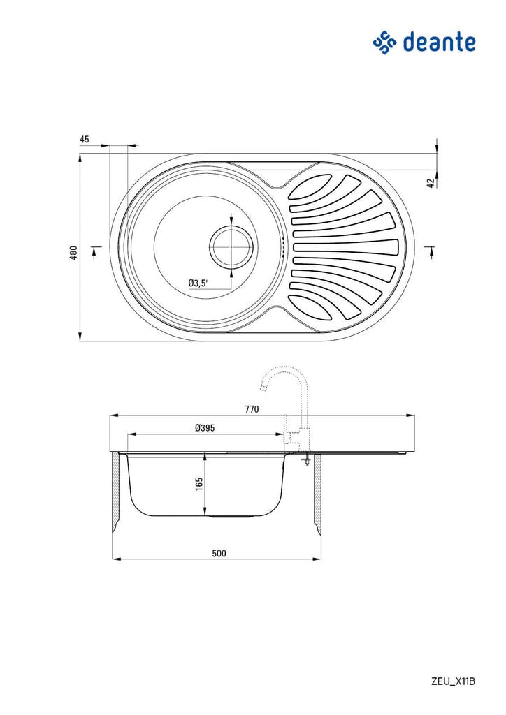 Keittiön pesuallas Deante Twist ZEU_011B, Satiini hinta ja tiedot | Keittiöaltaat | hobbyhall.fi