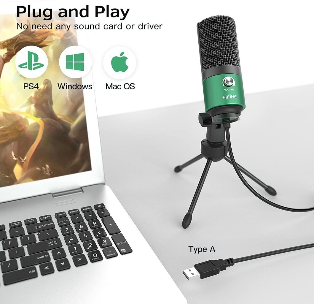 Fifine - kondensaattorimikrofoni USB:llä . K669B . hinta ja tiedot | Mikrofonit | hobbyhall.fi