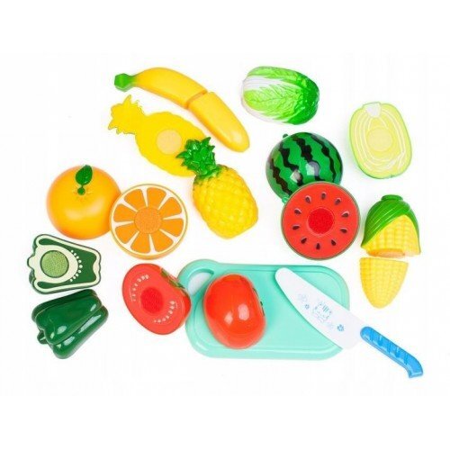 Ecotoys - setti erilaisia muovisia ja värikkäitä hedelmiä ja vihanneksia. hinta ja tiedot | Vauvan lelut | hobbyhall.fi