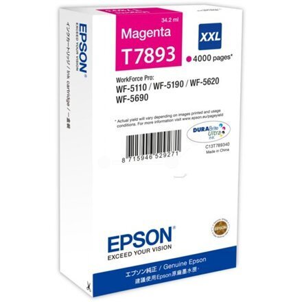 Epson T7893 XXL Ink Cartridge, Magenta hinta ja tiedot | Mustekasetit | hobbyhall.fi