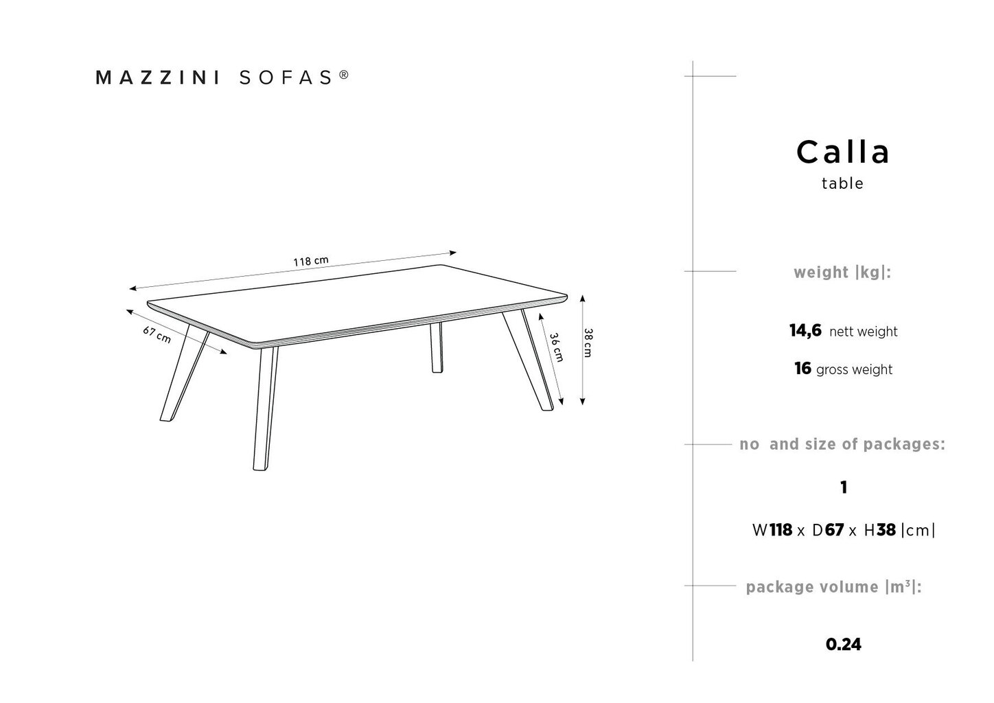 Sohvapöytä Mazzini Sofas Calla, musta/ruskea hinta ja tiedot | Sohvapöydät | hobbyhall.fi
