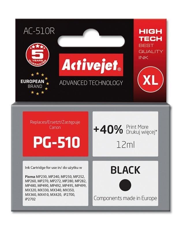ActiveJet AC-510R (Canon PG-510), musta hinta ja tiedot | Mustekasetit | hobbyhall.fi