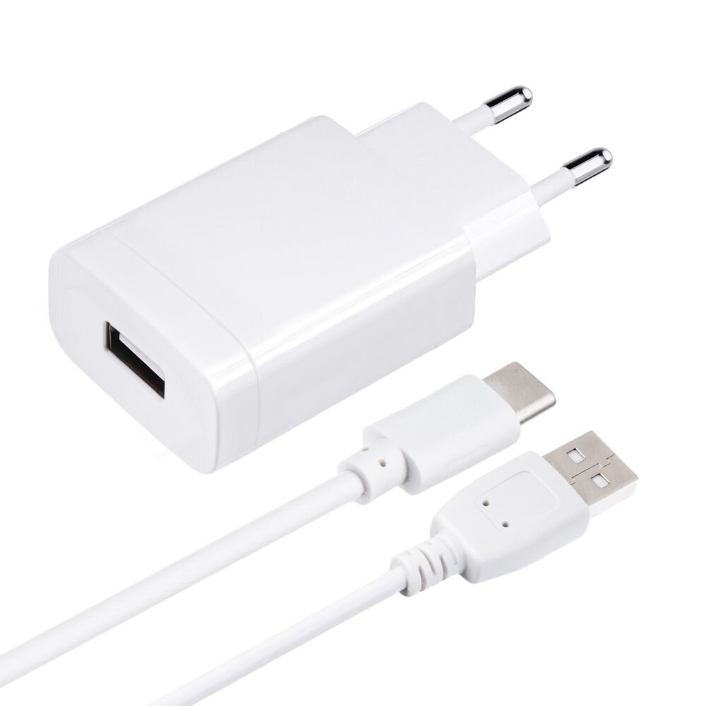 Laturi Forcell Pulse Quick Charge 3.0 Premium-matkalaturi + Type-C-kaapeli USB, 2.4A, valkoinen hinta ja tiedot | Puhelimen laturit | hobbyhall.fi