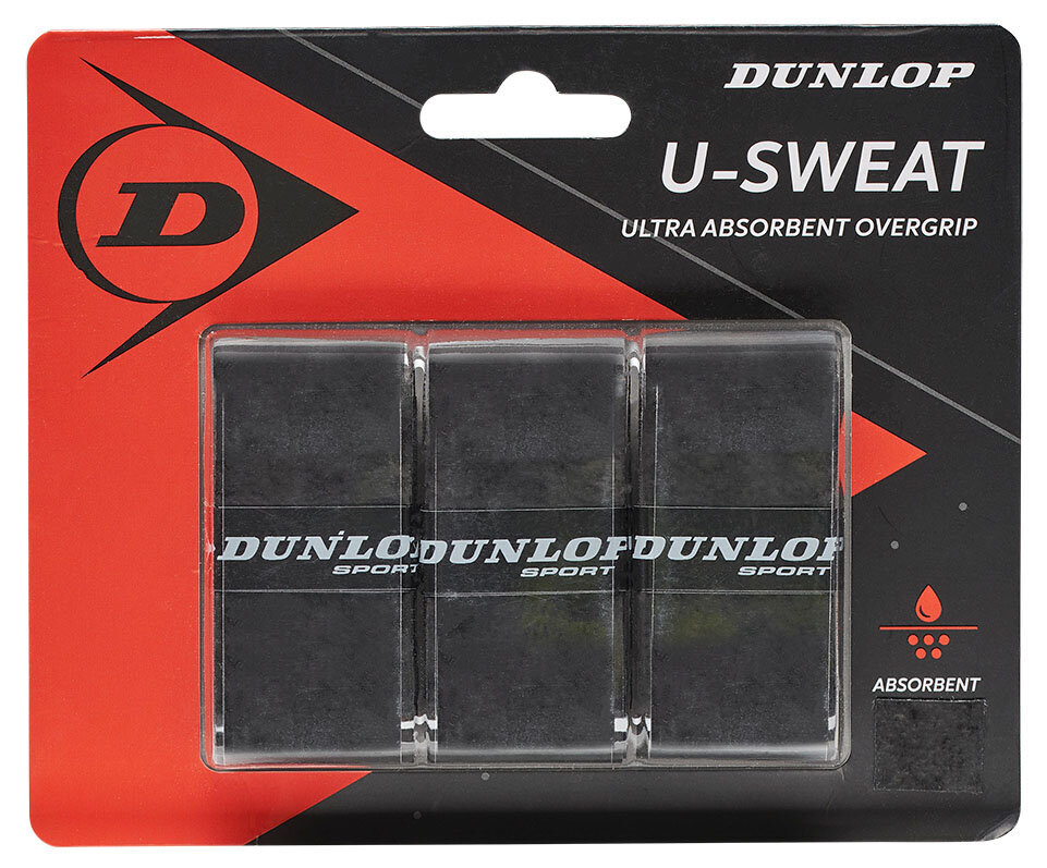 Grippinauha DUNLOP U-SWEAT 3kpl. musta hinta ja tiedot | Tennisvälineet | hobbyhall.fi