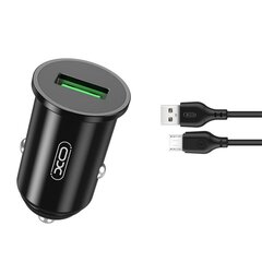 XO-autolaturi TZ12 QC 3.0 18W 1x USB musta + microUSB-kaapeli hinta ja tiedot | Puhelimen laturit | hobbyhall.fi