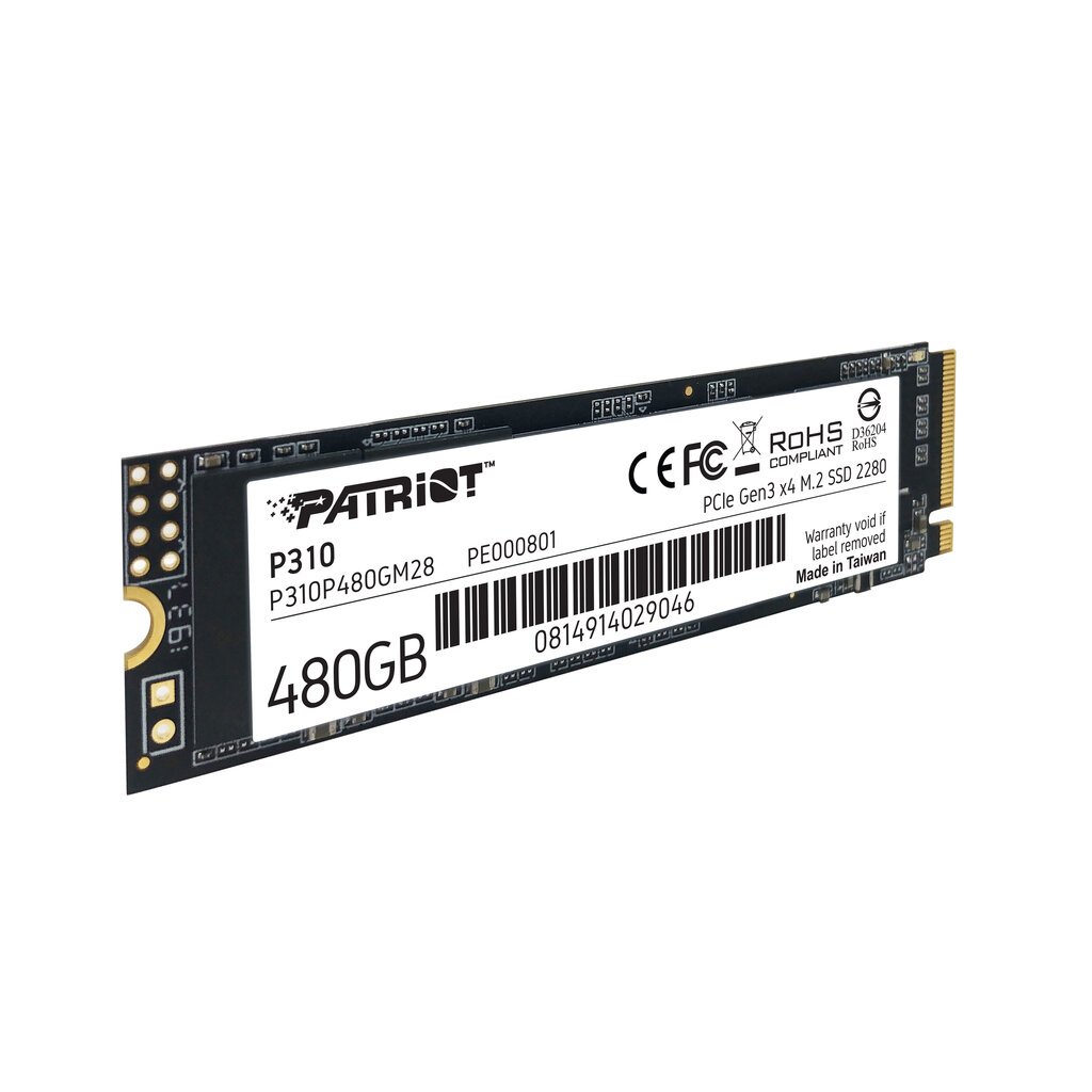 SSD Patriot P310 480GB M.2 2280 PCIe NVMe 4.0 x4 TLC hinta ja tiedot | Kovalevyt | hobbyhall.fi