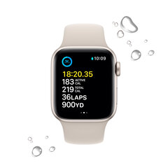 Apple Watch SE2nd Gen GPS 44mm Starlight alumiinikuori ,Starlight urheiluranneke - MNJX3 hinta ja tiedot | Älykellot | hobbyhall.fi