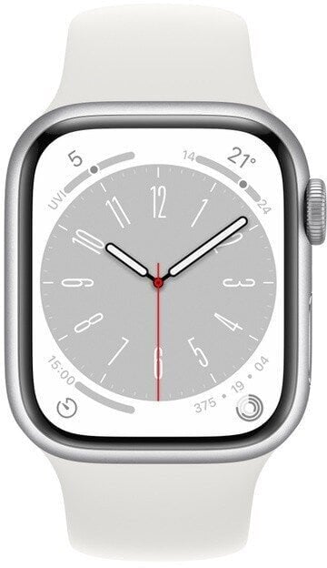 Apple Watch Series 8 GPS 41mm Silver alumiinikuori ,White urheiluranneke - MP6K3 hinta ja tiedot | Älykellot | hobbyhall.fi