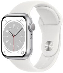 Apple Watch Series 8 GPS 41mm Silver alumiinikuori ,White urheiluranneke - MP6K3 hinta ja tiedot | Älykellot | hobbyhall.fi