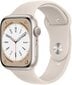 Apple Watch Series 8 GPS 45mm Starlight alumiinikuori ,Starlight urheiluranneke - MNP23 hinta ja tiedot | Älykellot | hobbyhall.fi