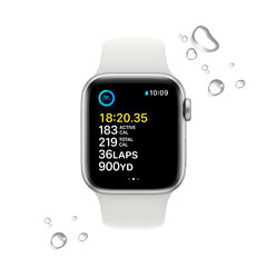 Apple Watch SE GPS 44mm Silver Aluminium Case with White Sport Band - Regular 2nd Gen - MNK23EL/A hinta ja tiedot | Älykellot | hobbyhall.fi