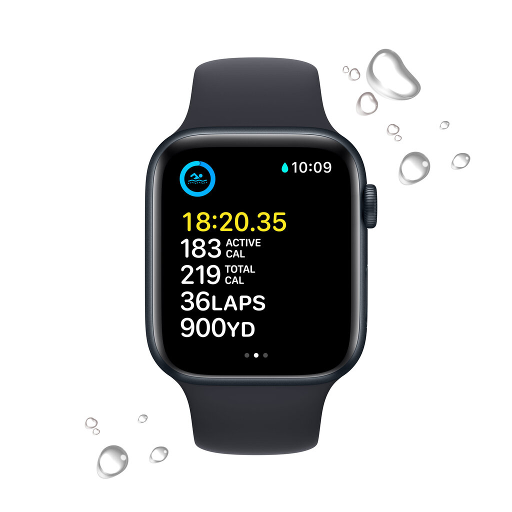 Apple Watch SE2nd Gen GPS 44mm Midnight alumiinikuori ,Midnight urheiluranneke - MNK03 hinta ja tiedot | Älykellot | hobbyhall.fi