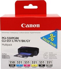 CANON PGI-550/CLI-551 PGBK/C/M/Y/BK/GY M hinta ja tiedot | Mustekasetit | hobbyhall.fi