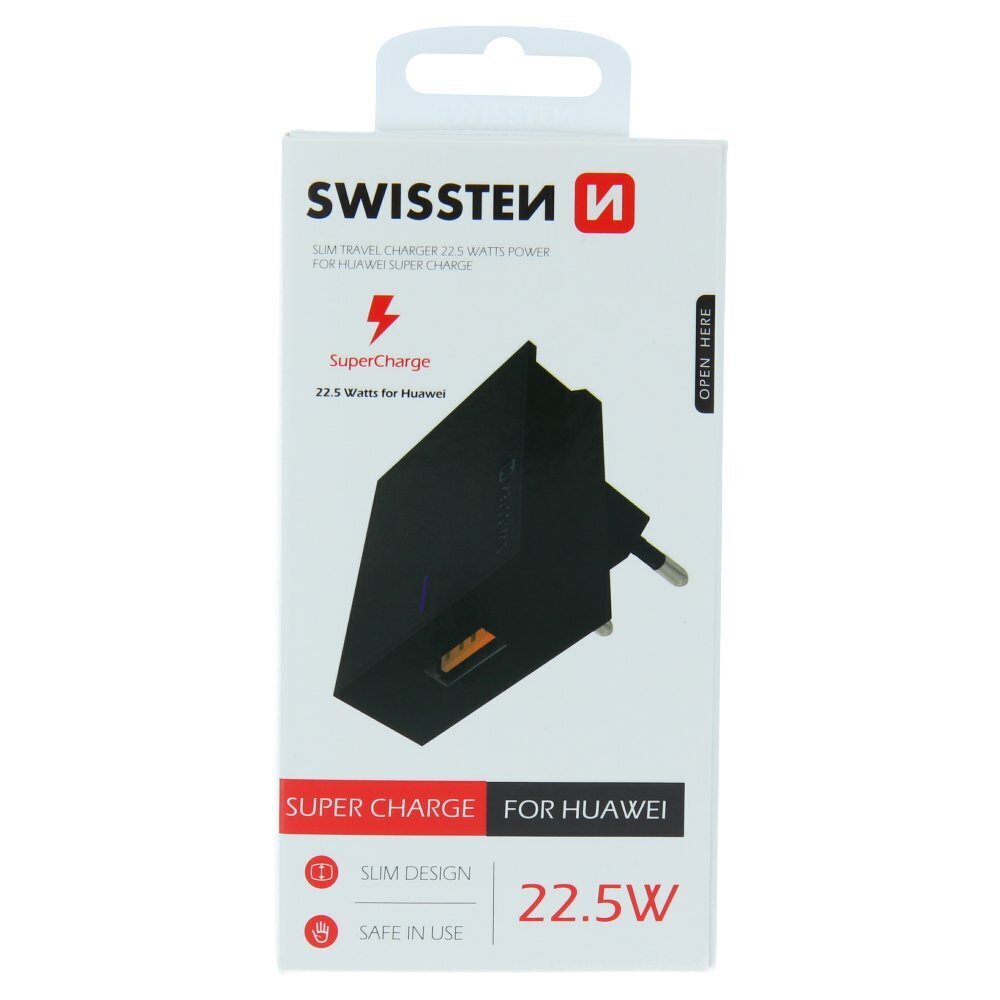 Swissten Premium 22.5W Huawei Super Fast Charge Travel charger 5V / 4.5A (FCP) Black hinta ja tiedot | Puhelimen laturit | hobbyhall.fi