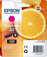 EPSON Singlepack Magenta 33 Claria Prem hinta ja tiedot | Mustekasetit | hobbyhall.fi