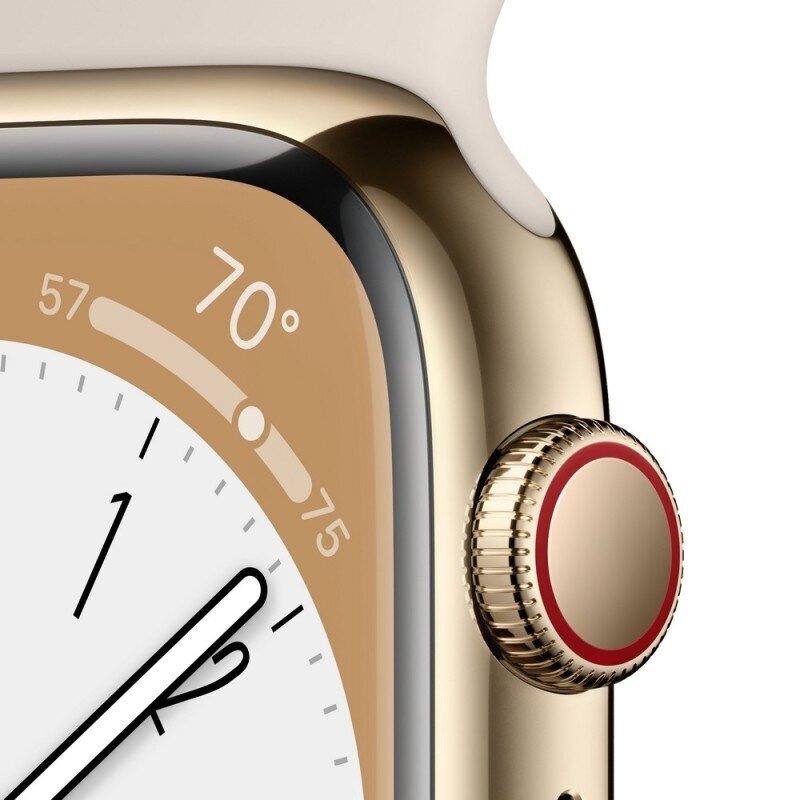 Apple Watch Series 8 GPS + Cellular 41mm Gold ruostumaton teräskuori ,Starlight urheiluranneke - MNJC3 hinta ja tiedot | Älykellot | hobbyhall.fi