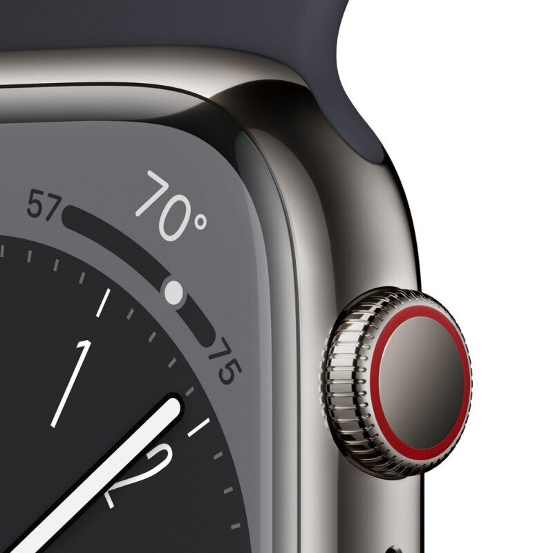 Apple Watch Series 8 GPS + Cellular 41mm Graphite ruostumaton teräskuori ,Midnight urheiluranneke - MNJJ3 hinta ja tiedot | Älykellot | hobbyhall.fi