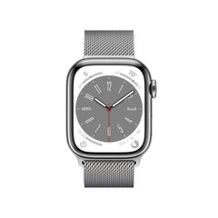Apple Watch Series 8 GPS + Cellular 45mm Silver ruostumaton teräskuori ,Silver milanolaisranneke MNKJ3 hinta ja tiedot | Älykellot | hobbyhall.fi