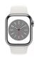 Apple Watch Series 8 GPS + Cellular 45mm Silver ruostumaton teräskuori ,White urheiluranneke - MNKE3 hinta ja tiedot | Älykellot | hobbyhall.fi