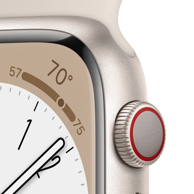 Apple Watch Series 8 GPS + Cellular 45mm Starlight alumiinikuori ,Starlight urheiluranneke - MNK73 hinta ja tiedot | Älykellot | hobbyhall.fi