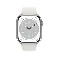 Apple Watch Series 8 GPS + Cellular 45mm Silver alumiinikuori ,White urheiluranneke - MP4J3 hinta ja tiedot | Älykellot | hobbyhall.fi