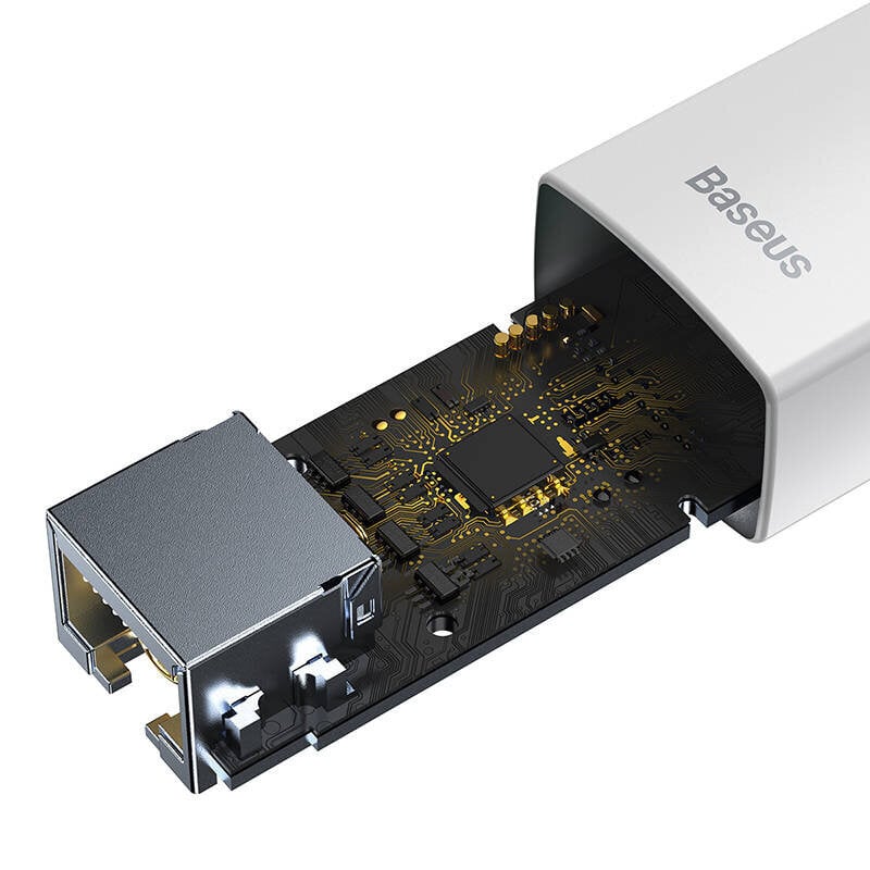 Adapteri Baseus Lite Series USB-C - RJ45-verkko, 100Mbps (valkoinen) hinta ja tiedot | Adapterit | hobbyhall.fi