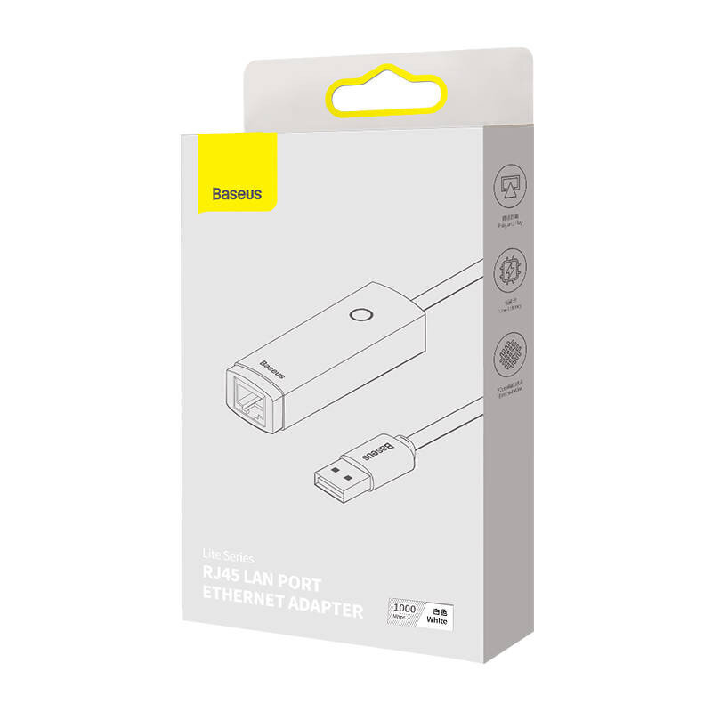 Adapteri Baseus Lite Series USB - RJ45-verkko (valkoinen) hinta ja tiedot | Adapterit | hobbyhall.fi