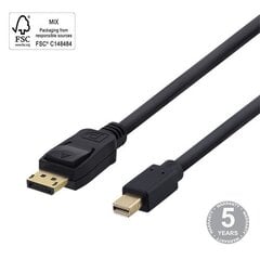 Deltaco, DisplayPort - miniDisplayPort, 4K UHD, 2 m hinta ja tiedot | Kaapelit ja adapterit | hobbyhall.fi