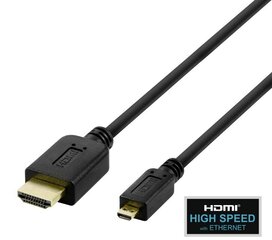 Deltaco, HDMI - micro HDMI, 4K UHD in 60Hz, 2 m hinta ja tiedot | Kaapelit ja adapterit | hobbyhall.fi