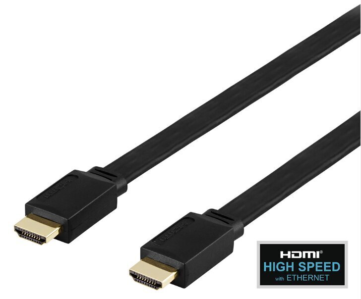 Deltaco, Flat High Speed su Ethernet HDMI, 4K UHD, 2 m hinta ja tiedot | Kaapelit ja adapterit | hobbyhall.fi