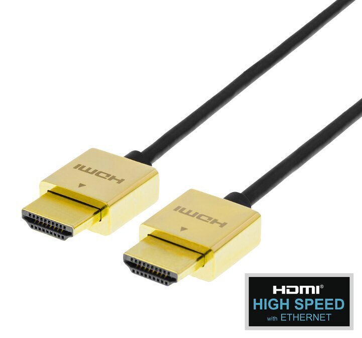 Deltaco, Ultra-thin HDMI, 4K UHD, 2 m hinta ja tiedot | Kaapelit ja adapterit | hobbyhall.fi