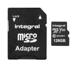 Integral Security Micro SD 4K V30 UHS-1 U3 128GB hinta ja tiedot | Intenso Puhelimet, älylaitteet ja kamerat | hobbyhall.fi