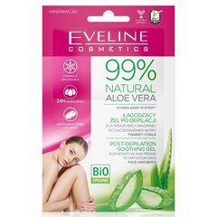 Eveline 99% Natural Aloe Vera Post-Depilation Soothing Gel - Rauhoittava epiloinnin jälkeinen geeli herkälle ja helposti punoittavalle kasvojen ja vartalon iholle, 5mlx2. hinta ja tiedot | Karvanpoistoaineet | hobbyhall.fi