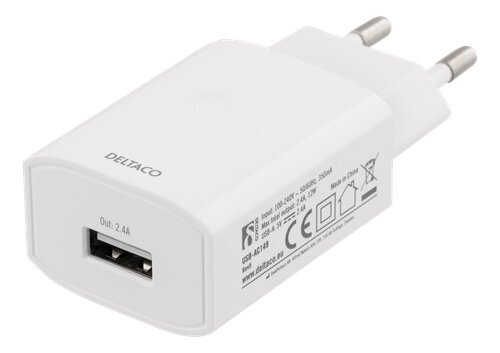 Deltaco 100-240V 2.4A, 1xUSB, USB-AC150 hinta ja tiedot | Puhelimen laturit | hobbyhall.fi