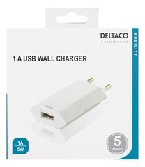 Deltaco USB, 1 A, 5 W hinta ja tiedot | Deltaco Puhelimet, älylaitteet ja kamerat | hobbyhall.fi