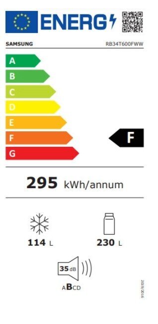 Samsung RB34T600FWW -jääkaappipakastin, valkoinen hinta ja tiedot | Jääkaapit | hobbyhall.fi